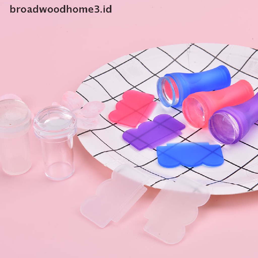 Set Stamper Scraper Bahan Silikon Jelly Bentuk Bunga Geometris Untuk Nail Art