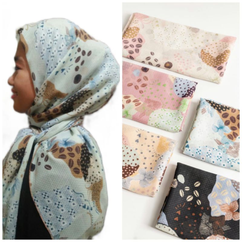 Hijab RUBICON Motif Bunga Coffee Print - Rashnia Hijab