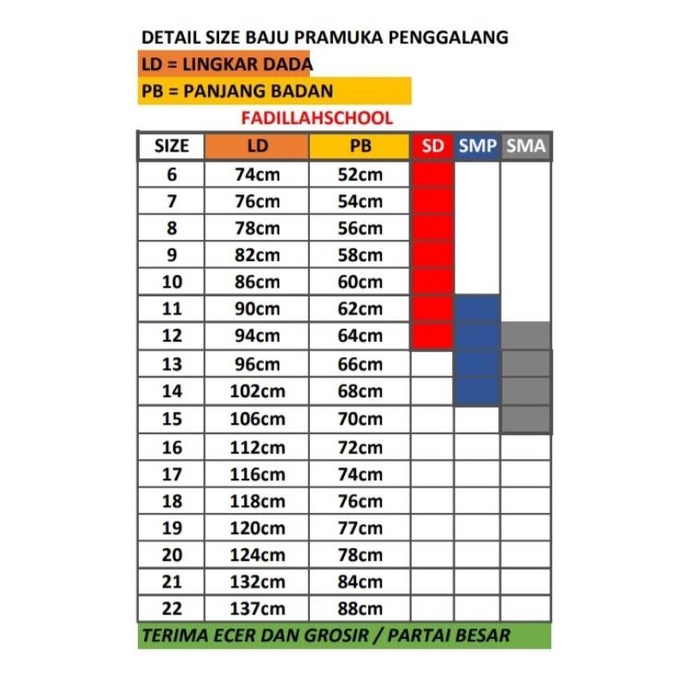 baju pramuka penggalang SD SMP SMA lengan pendek seragam sekolah