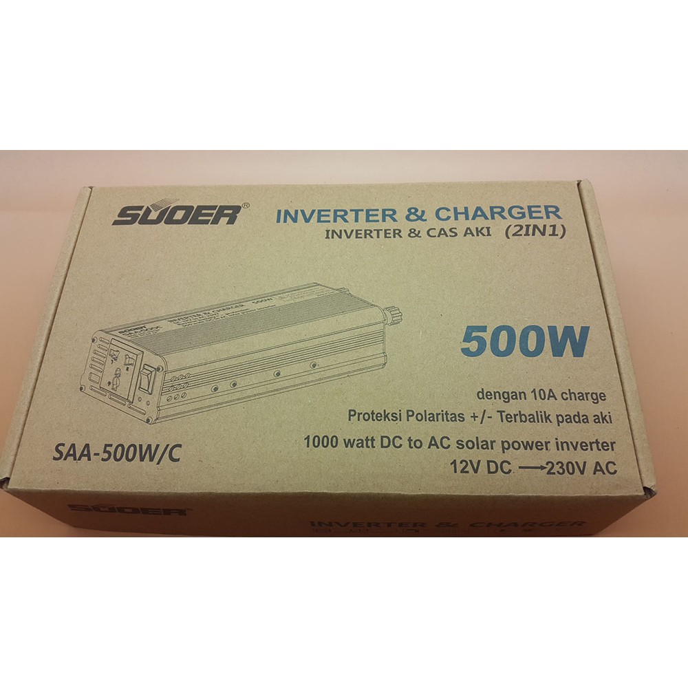 SUOER 2 in 1 (Inverter + Charger) 500 watt Typer SAA-500W/C