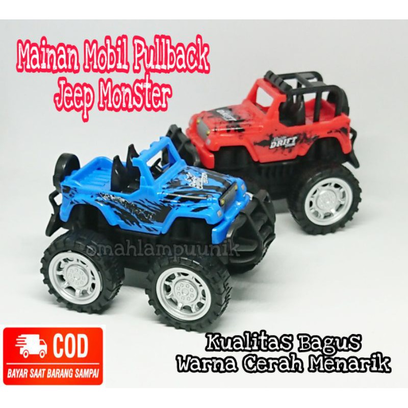 Mainan Mobil Jeep Monster Pullback/ Mobil Pullback Jeep Monster Offroad Murah