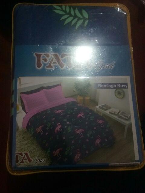 Fata - Sprei Sorong 2in1 Flamingo Navy Ukuran Single 120x200