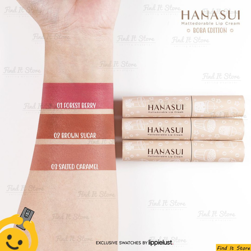 Hanasui Mattedorable Lip Cream Matte | Boba Edition Series | Matcha Series | BPOM | Waterproof 2in1 Lip &amp; Blush On