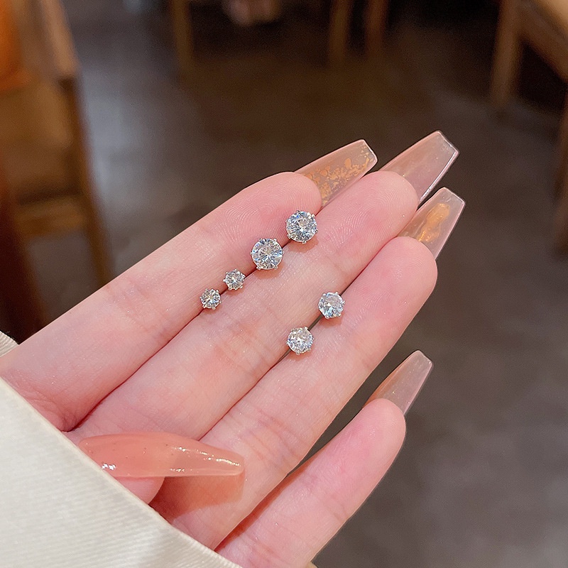 Set Anting Tusuk Sterling silver 925 Hias Kristal Zircon Mewah Berkilau Untuk Wanita