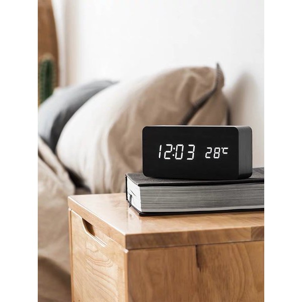Jam Meja Kayu Digital Led Weker Digital Wood Alarm LED Clock