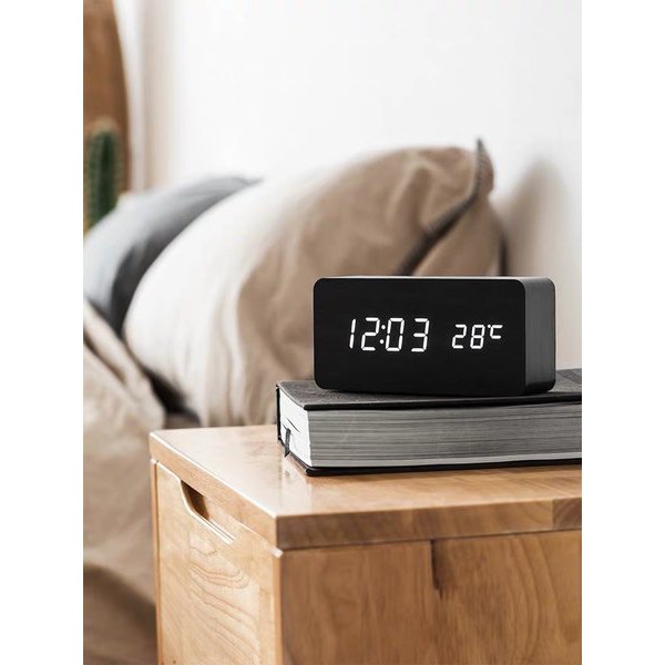 Jam Meja Kayu Digital Led Weker Digital Wood Alarm LED Clock