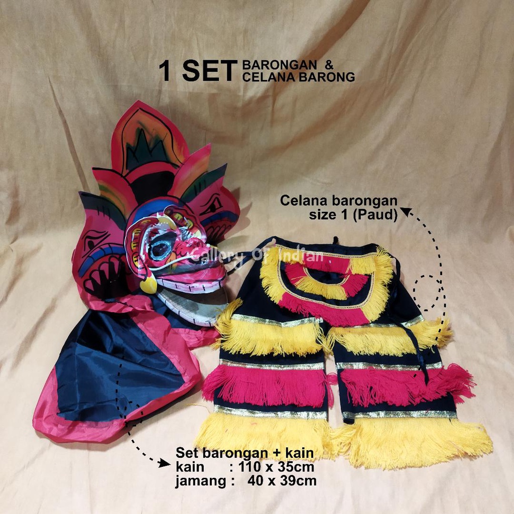 1 set Barongan + celana barongan uk 3-4 tahun paud mainan anak kecil kain panjang