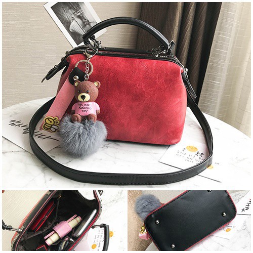 Terbaru B0120-black Doctor Bag Pom Pom Cantik