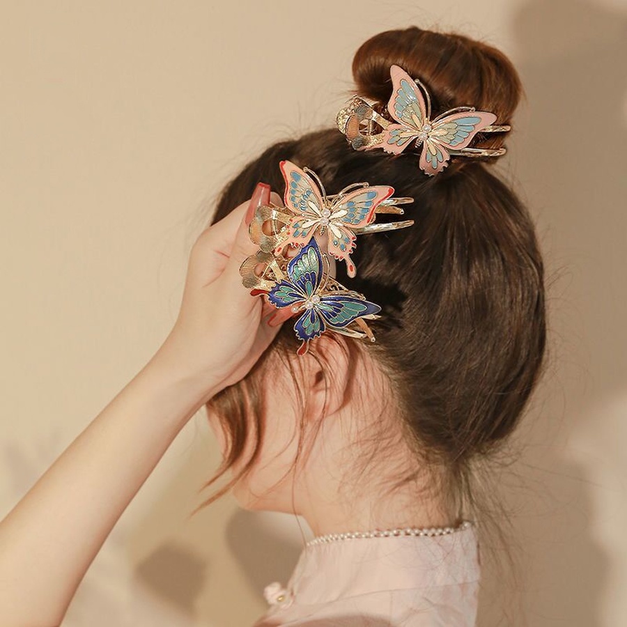 Jepit Rambut Ponytail Bentuk Butterfly Bahan Alloy Gaya China Untuk Wanita