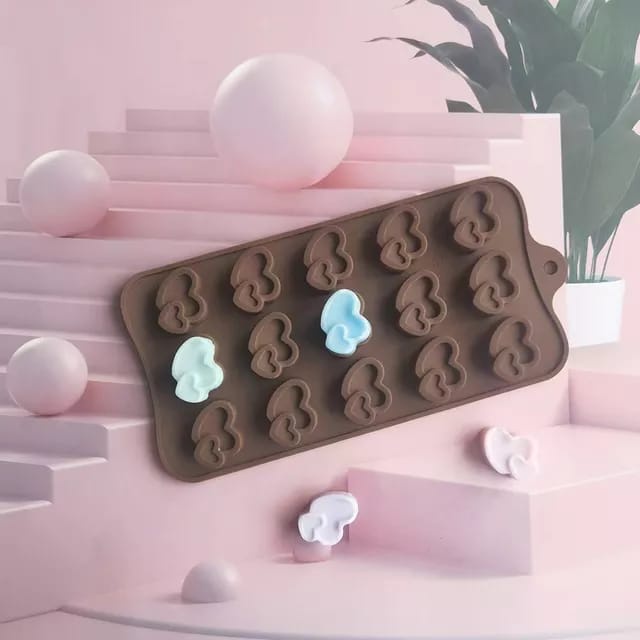 Cetakan Coklat Silicone Love double 15 Grid Cetakan Coklat Jelly Pudding es Batu Love 15 Lubang Silicone Molds Baking Chocolate