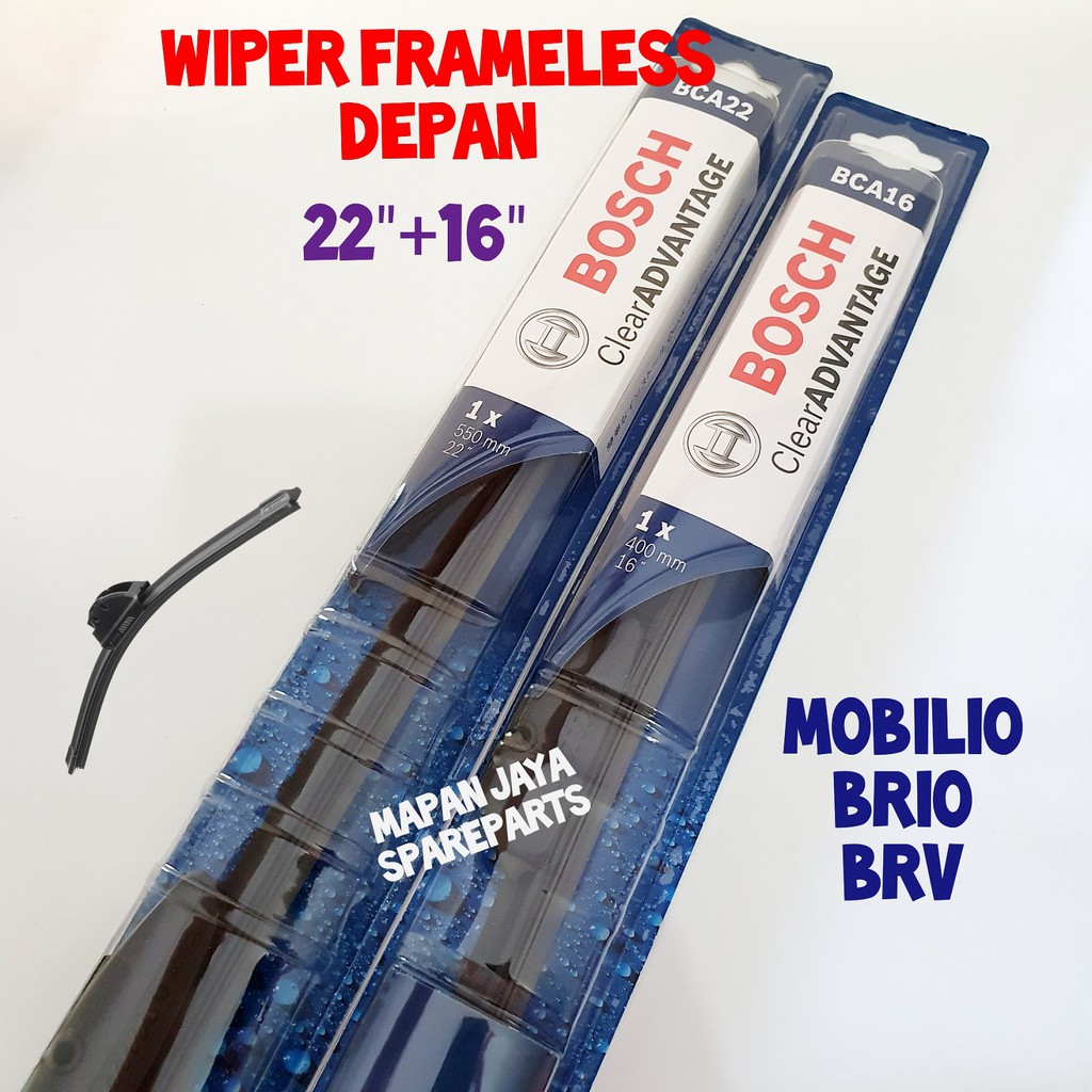 Wiper Blade MOBILIO BRIO BRV FRAMELESS BOSCH CLEAR ADVANTAGE Shopee