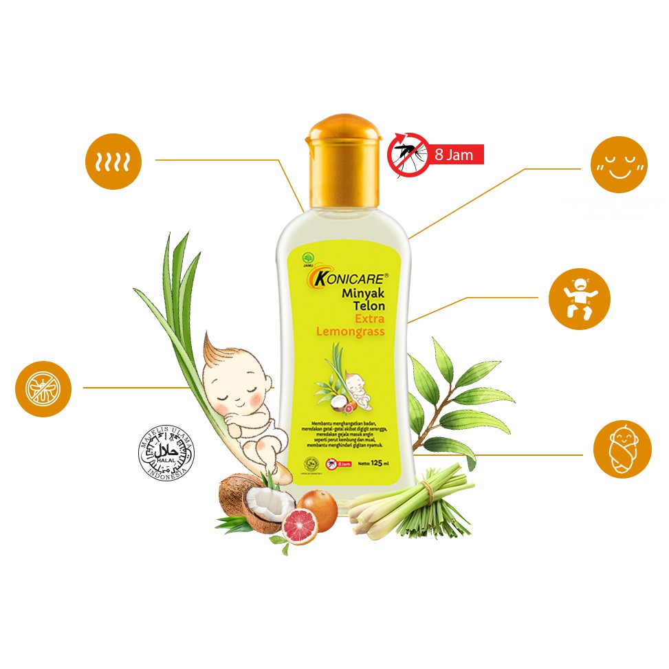 KONICARE MINYAK TELON EXTRA LEMON GRASS 125/60ML