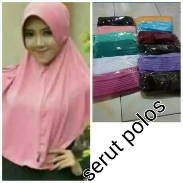 Jilbab/hijab instan serut Jokowi/serut polos/ hijab simpel pet amtem/ serut tali polos Khimar pet