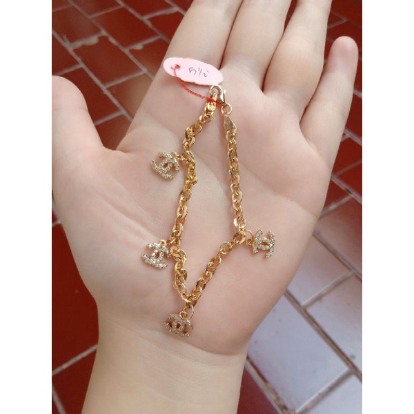 Gelang tangan Hollow kosong + 4 mainan S925 / perhiasan perak 925 berlapis emas