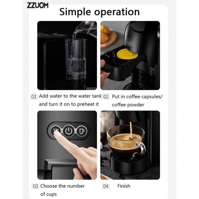 Mesin Kopi 3in1 Capsule Espresso for Nespresso Dolce 600 ml 1450 W