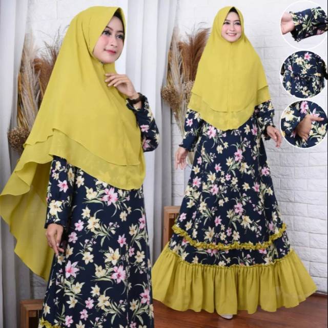 GAMIS syari mix ceruty babydoll set khimar