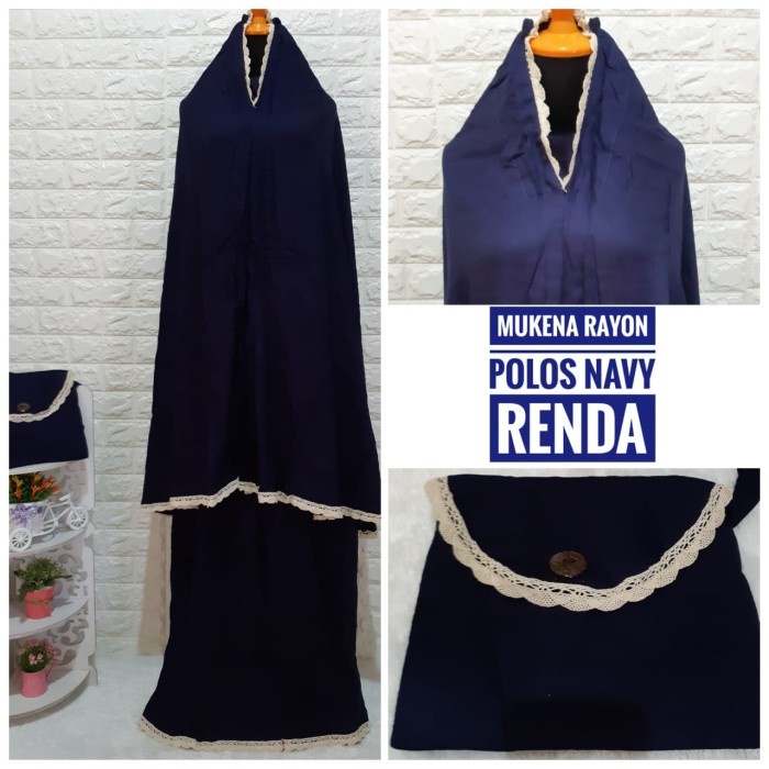 Jual Mukena Rayon Bali Polos Navy Renda