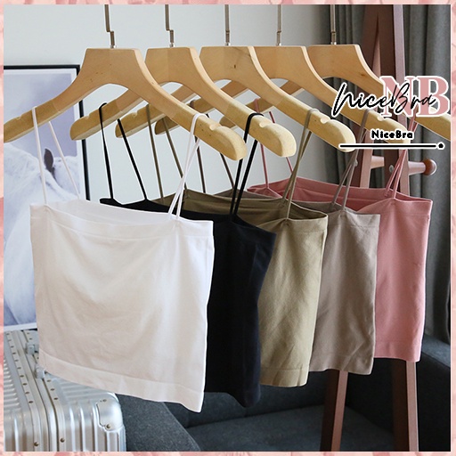 Nicebra Tank Top Bra Basic Wanita Panjang / Tanktop Square Tali Spaghetti Premium 1069