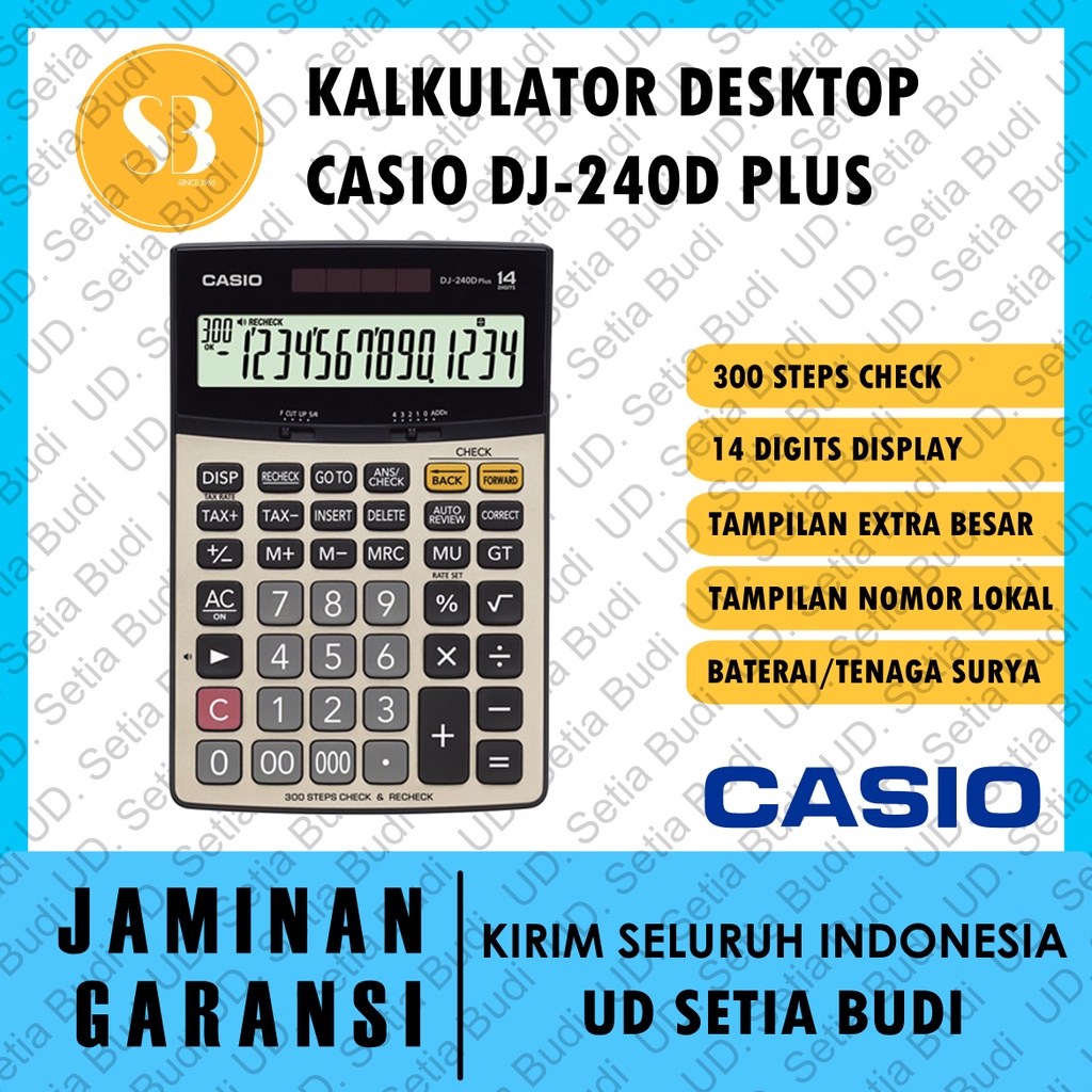 Kalkulator Desktop Casio DJ-240D Plus Asli dan Bergaransi