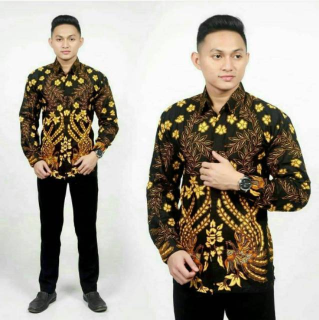 Kemeja Batik Pria PPBTK07 Modern Lengan Panjang Casual Modis Trendy masa kini M L XL ASLI PEKALONGAN