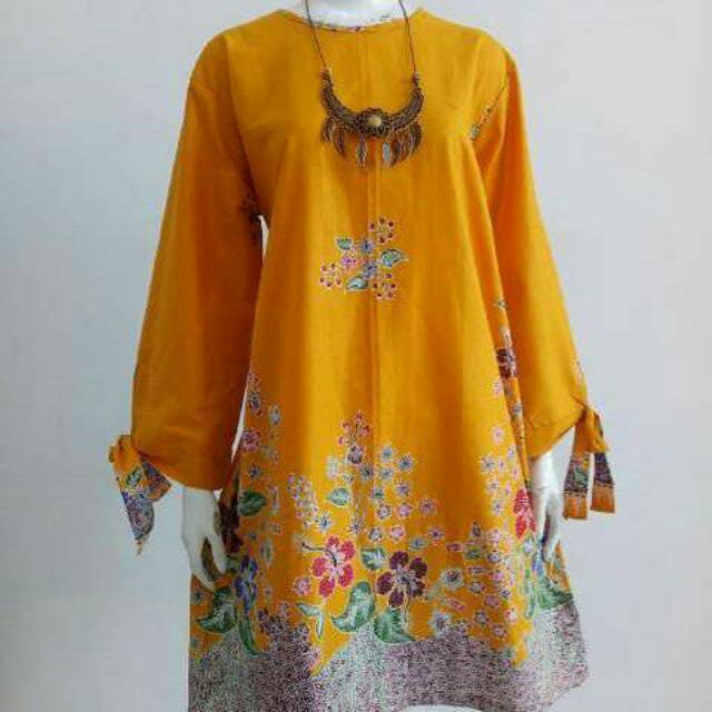 TUNIK KERJA WANITA DRESS BATIK JUMBO LENGAN PANJANG