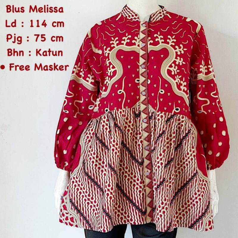 Blus kasmaran Melisa full kancing depan batik solo atasan kerja