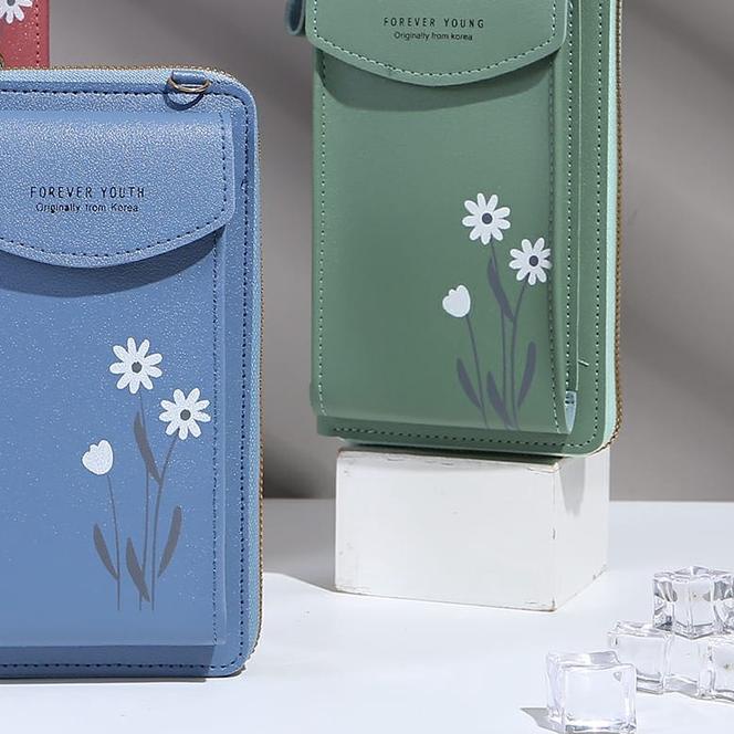۝ *ALIBABA1688* DOMPET HP / TAS DOMPET SELEMPANG MULTIFUNGSI MOTIF BUNGA TEBAL IMPORT ◘