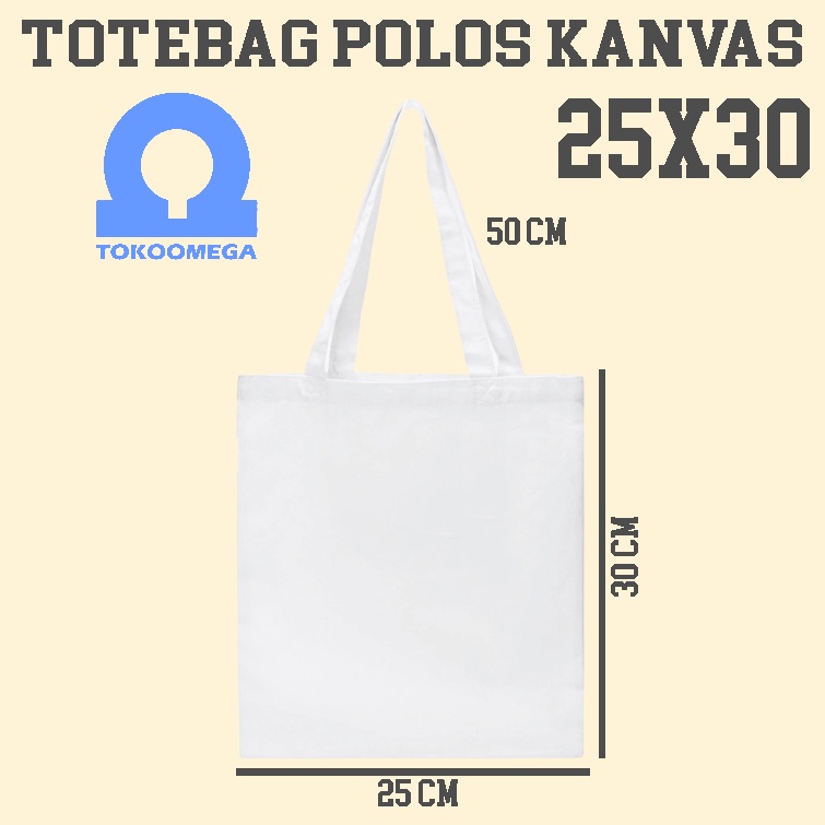 Omegabag Tote Bag Polos Kanvas Putih Premium 25x30 | tote bag resleting kanvas - tas tote bag wanita - totebag kuliah