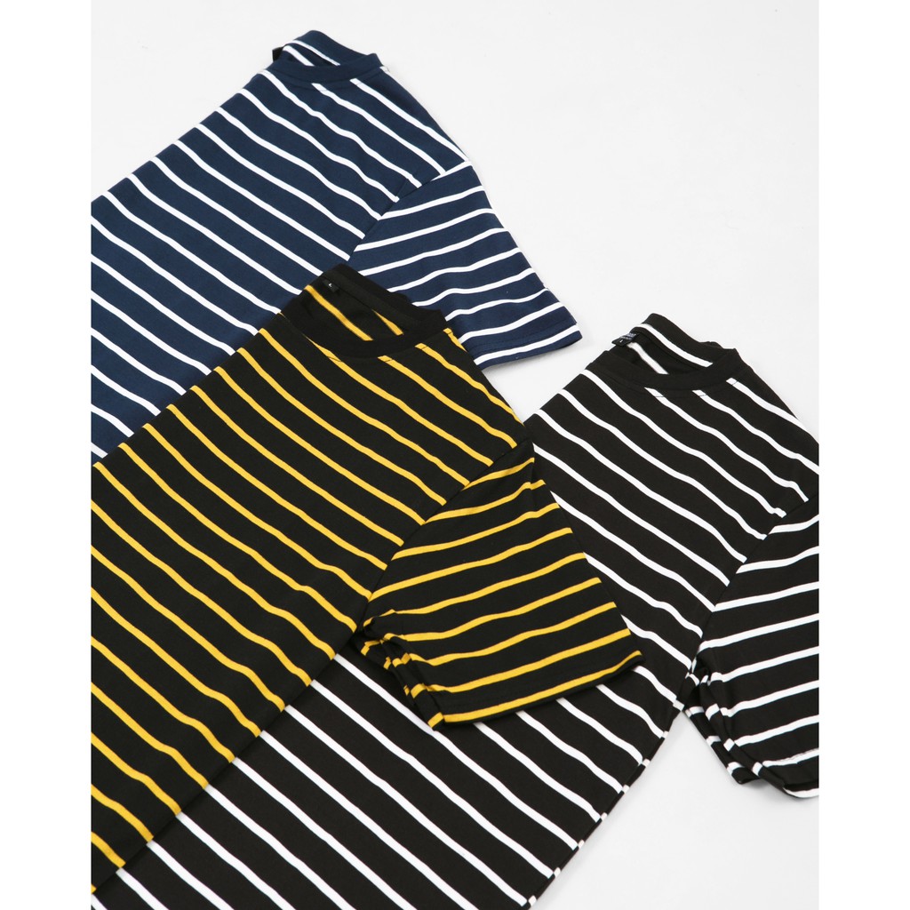 Ribsgold Kaos Pria Salur Lengan Pendek Tshirt Stripe V-14
