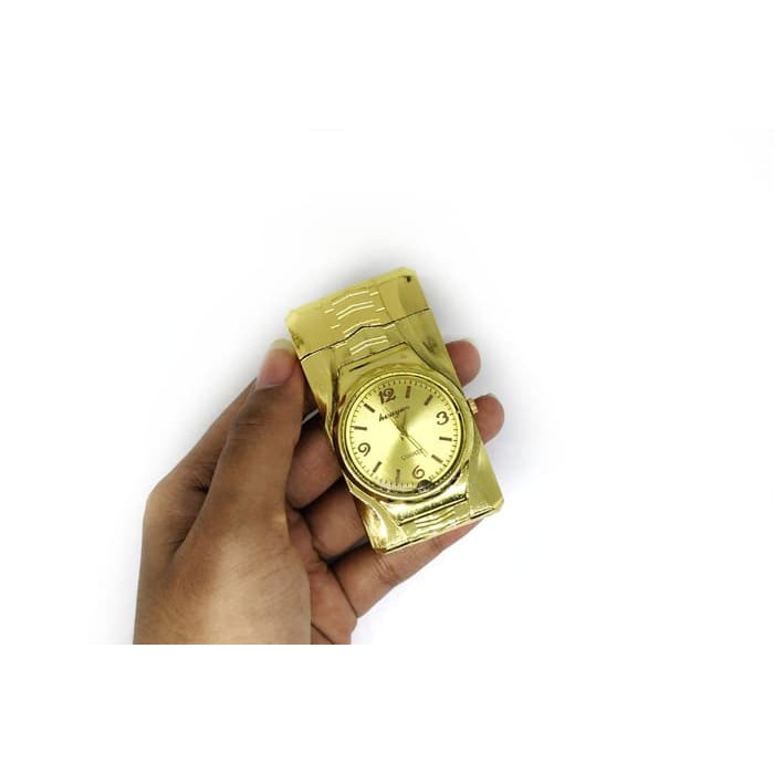 PROMO KOREK API JAM BULAT 3752 GOLD MANCIS LAS LIGHTER GAS BUTANE