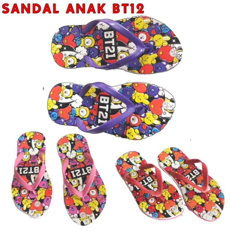 Sandal Anak BTS Cewek Spon Sandal Jepit Anak BTS
