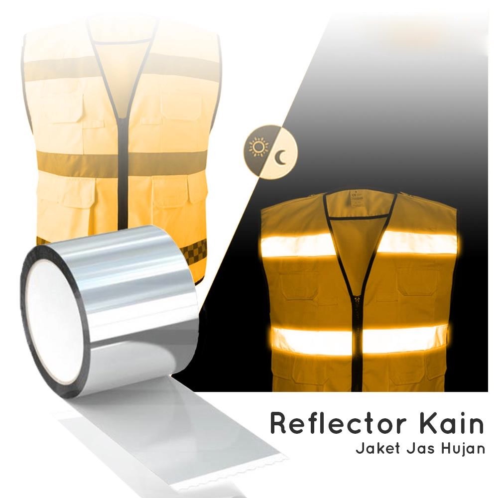 Reflective Sticker Heat Press Skotlet Scotlight Reflector Kain Jaket Jas Hujan Rompi Safety Meteran