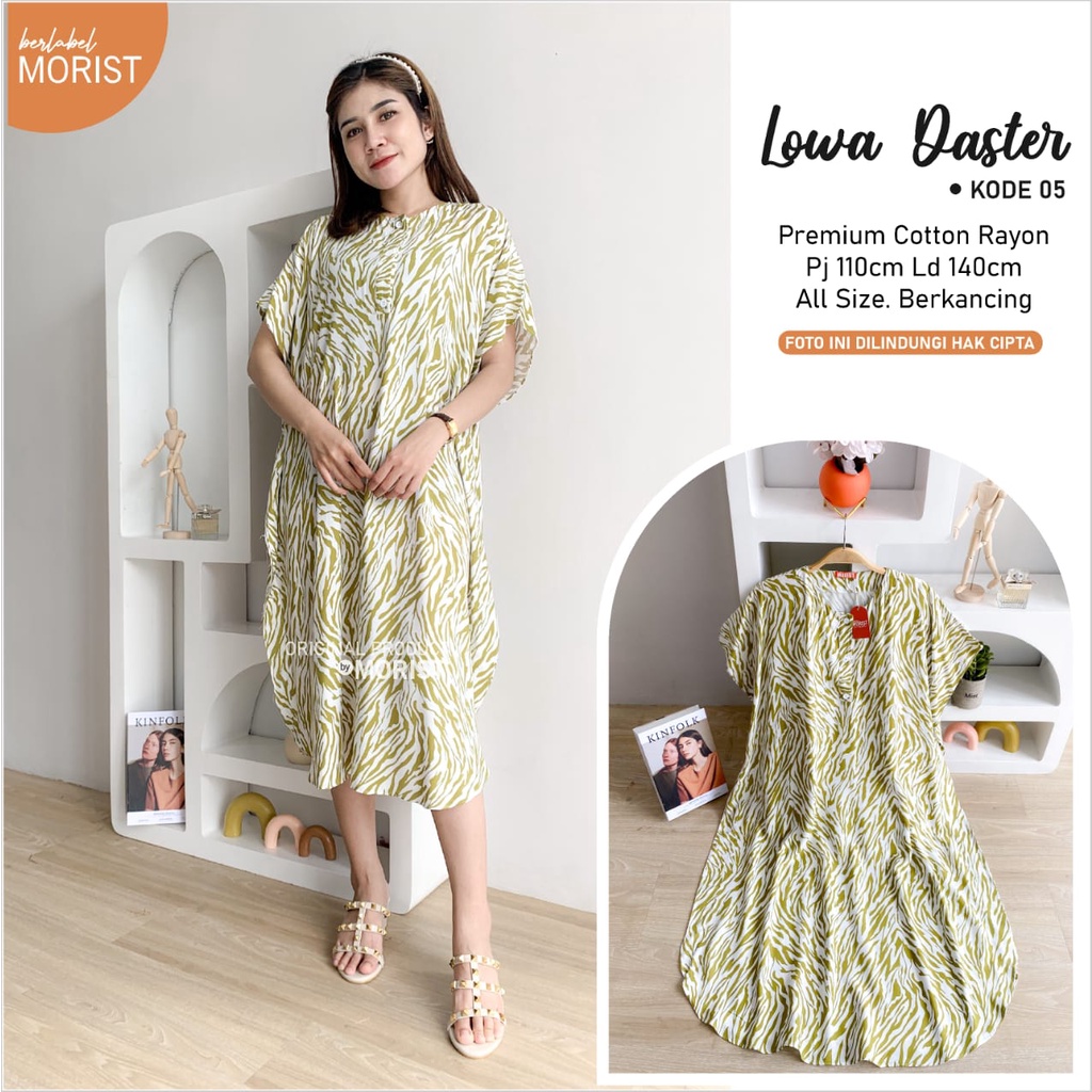 ORIGINAL MORIST DASTER ld 140cm lengan pendek premium cotton rayon LOWA berkancing BUSUI friendly ad
