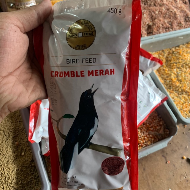 GOLD COIN CRUMBLE MERAH UNTUK KACER / PAKAN BURUNG KACER MURAI CUCAK IJO