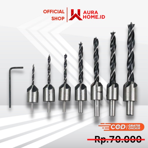 Mata Bor Drill Bit Countersink HSS 3-10mm 7 PCS / Mata Bor Pembolong Pelubang Pelobang Lubang Besi B