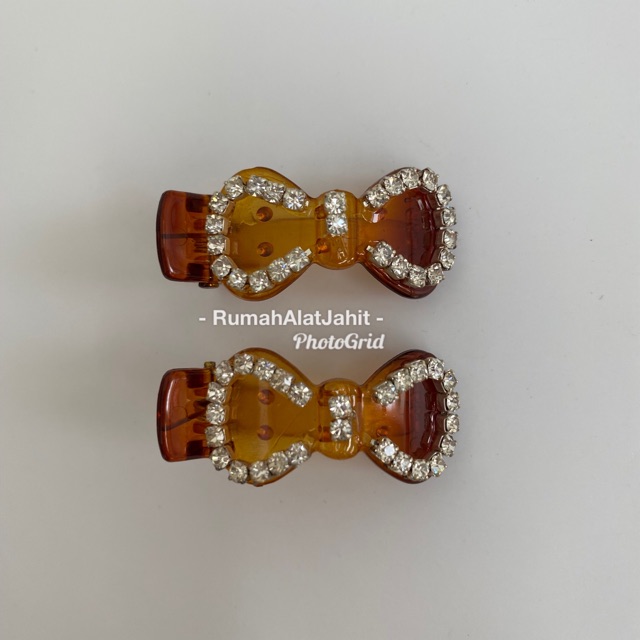 Jepit rambut / jedai Kecil Permata 3 cm Model 07A1 0H motif pita kecil, dijual Sepasang