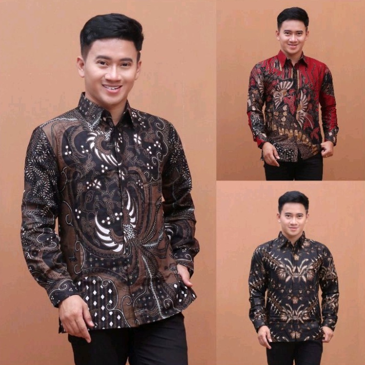 Kemeja Batik Pria Casual Modern Lemgan Panjang Baju Batik Pria Soloan Premium