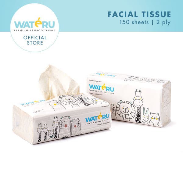 Wateru Natural Bamboo Tissue / Tisu Bambu - Facial 150s