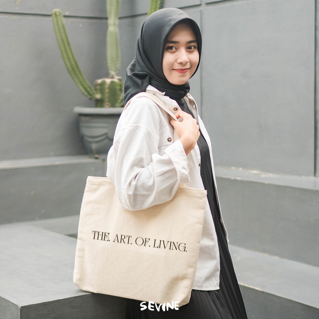 Sevine Tote Bag Kanvas Emily Resleting Kantong Tas Laptop Wanita Kuliah Sekolah Fashion Totebag Kerja Quotes Self Affirmation Aesthetic - VL