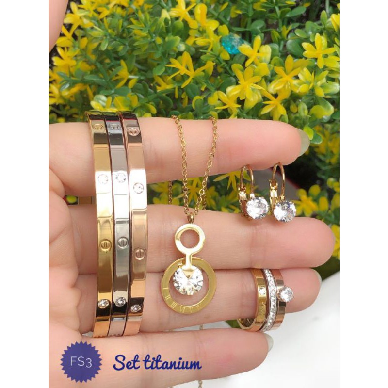 [TITANIUM] PAKET PERHIASAN TITANIUM GELANG KERONCONG TERLARIS 021020
