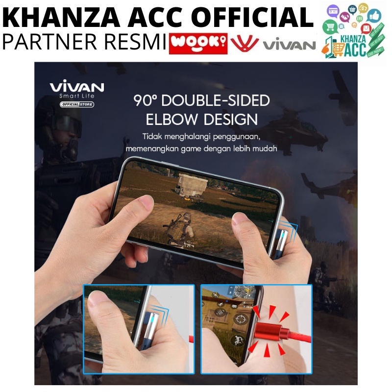 KHANZAACC Kabel Data Gaming VIVAN BWM100 / BWM100S Micro USB Fast Charging 2,4A