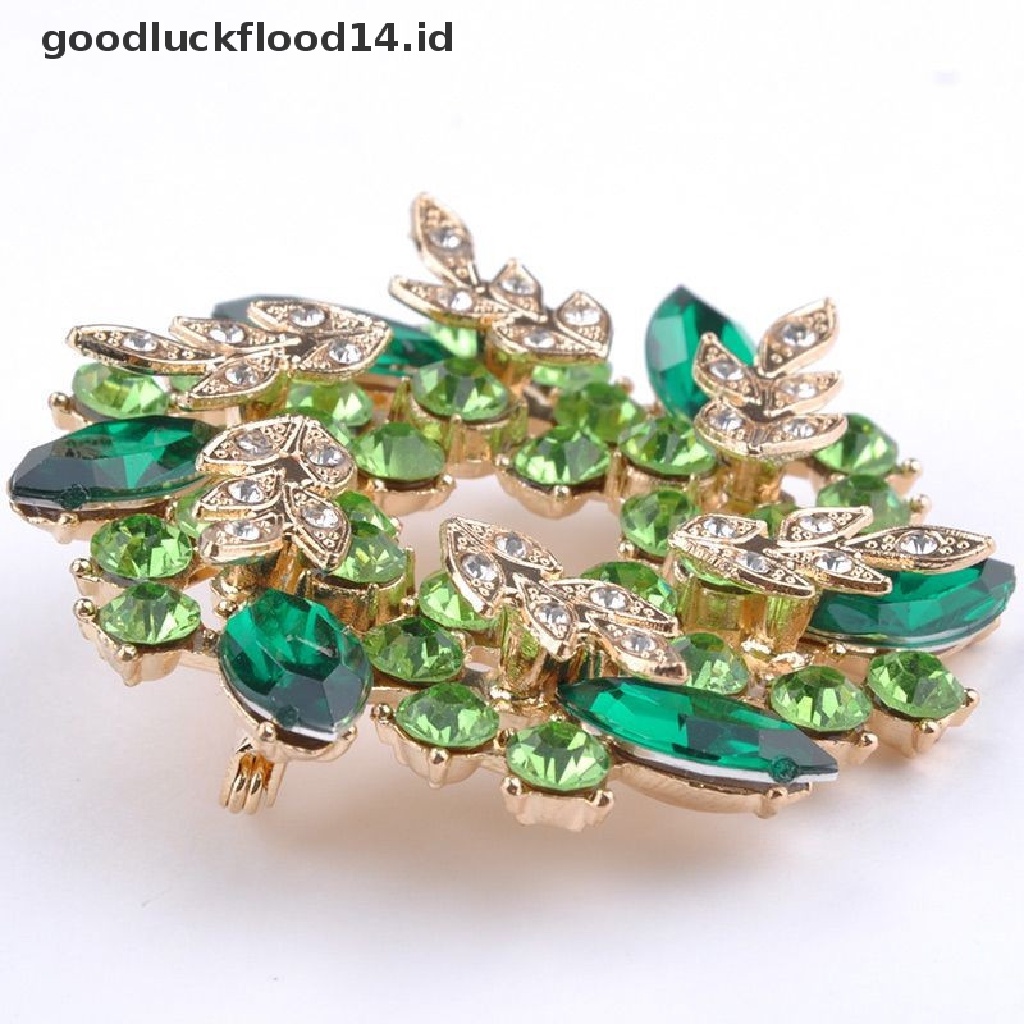 [OOID] New Fashion Shining Rhinestone Gold Plated Redbud Flower Pin Brooches Jewelry ID