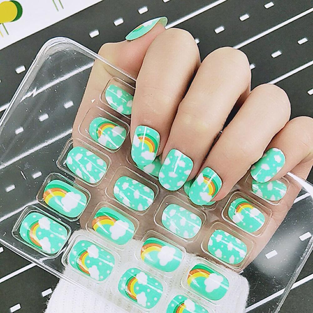Mxbeauty Tips Kuku Palsu Anak 8desain Lovely Manicure Kartun Pendek DIY Nail Art