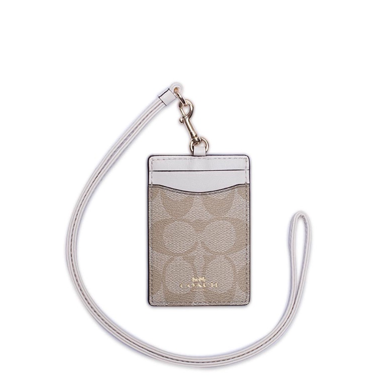 

Coach Signature ID Card Holder lanyard Original - white ivory dw