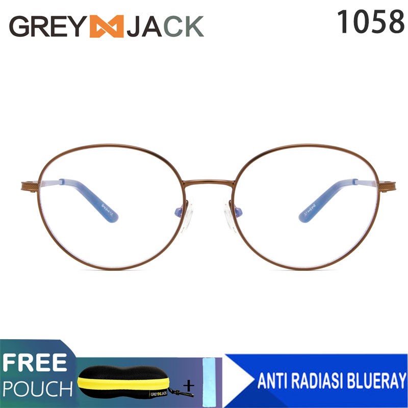 

Grey Jack Frame Kacamata Titanium Metal Fashion / anti radiasi Blue Ray 1058