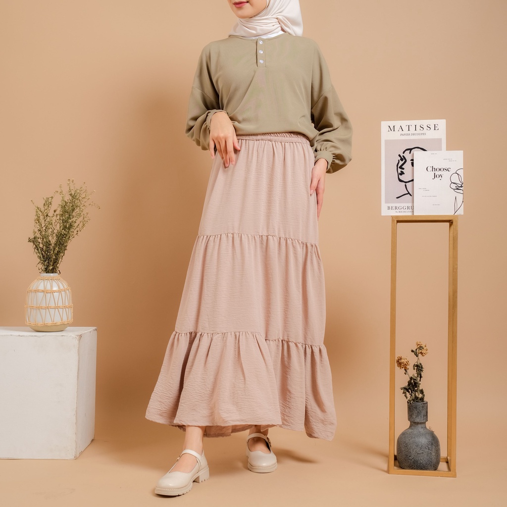 Mayoutfit Deinka Skirt / Rok Layer Wanita-Cream