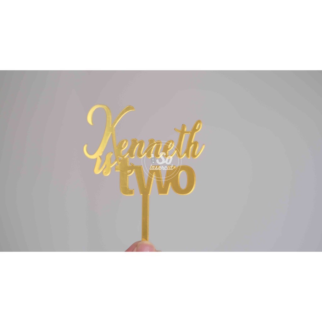 Cake Topper - Gold Mirror (BISA CUSTOM) - Rose Gold Ready
