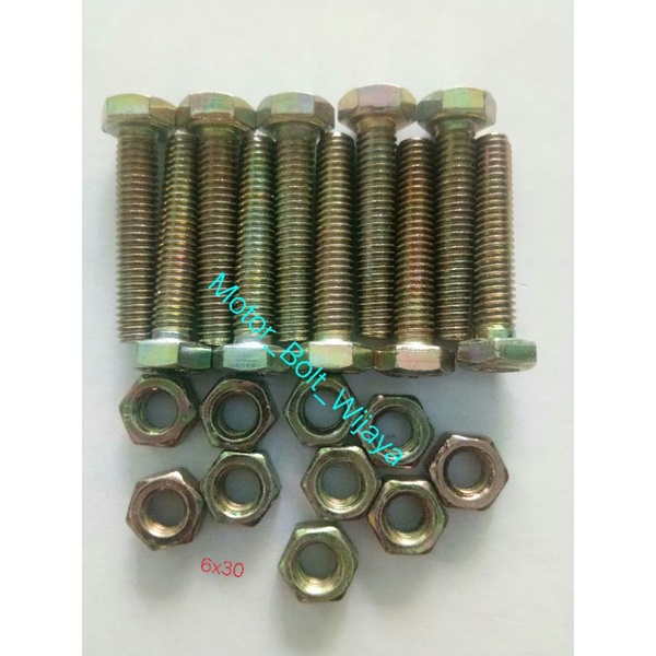 Baut 10 + Mur 6mm x 3 cm Isi 10 Pcs