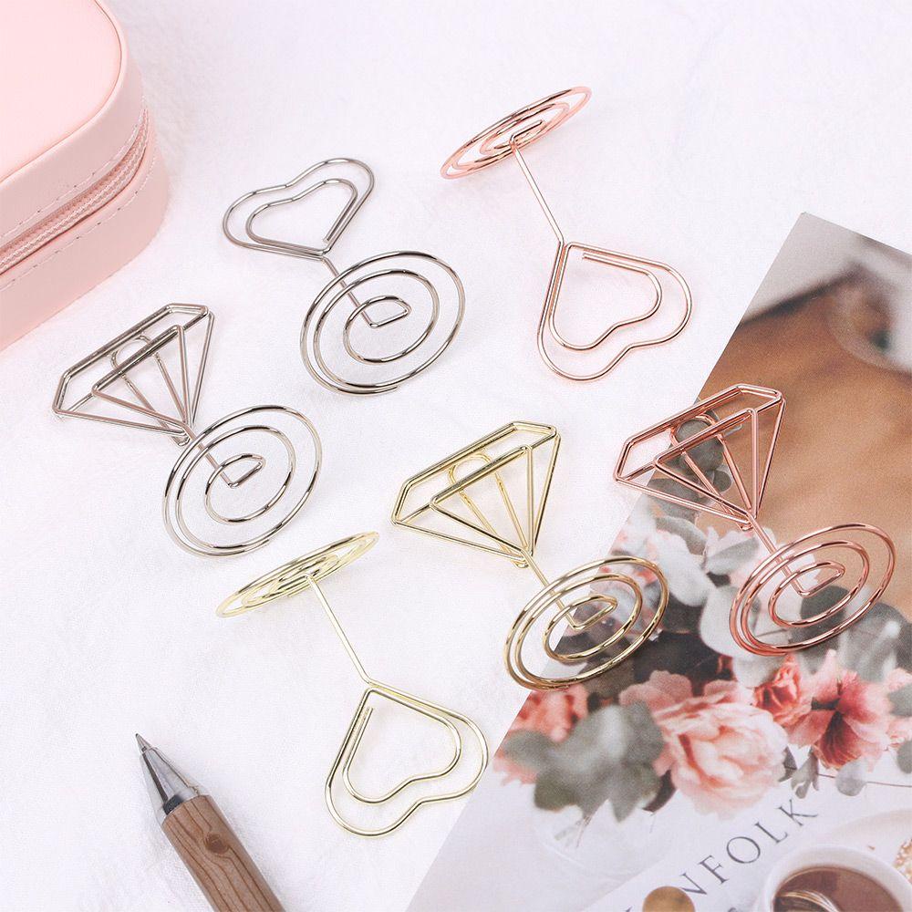 1 / 5PCS Klip Penjepit Kertas Foto Warna Rose Gold Metalik Untuk Dekorasi Pernikahan