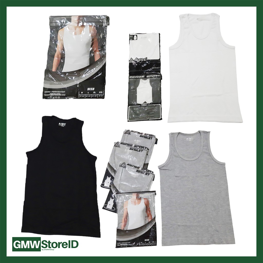 [VARIAN] F35 - Singlet Cowok Kaos Dalam Pria Men Underwear Strechable Laki-Laki AGREE [1 PC]